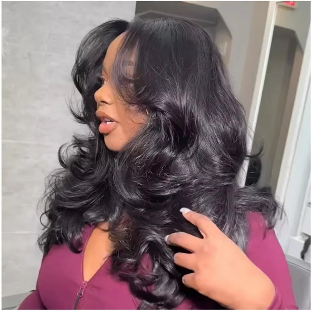 Peluca Frontal de Encaje Ondulado 13x6 de Cabello Humano, Pre-arrancada, Sin Pegamento, Pelucas de Encaje Transparente HD Brasileño Ondulado 13x4 para Mujer
