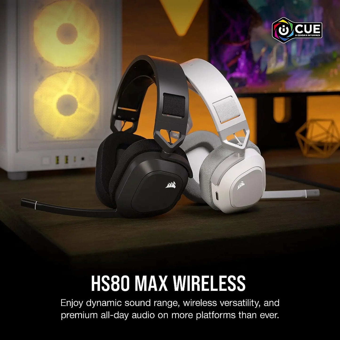 CorsairHS80 RGB inalámbrico/HS80 RGB con cable/Hs80MAx auriculares para juegos negros o blancos y CORSAIR RGB ST100
