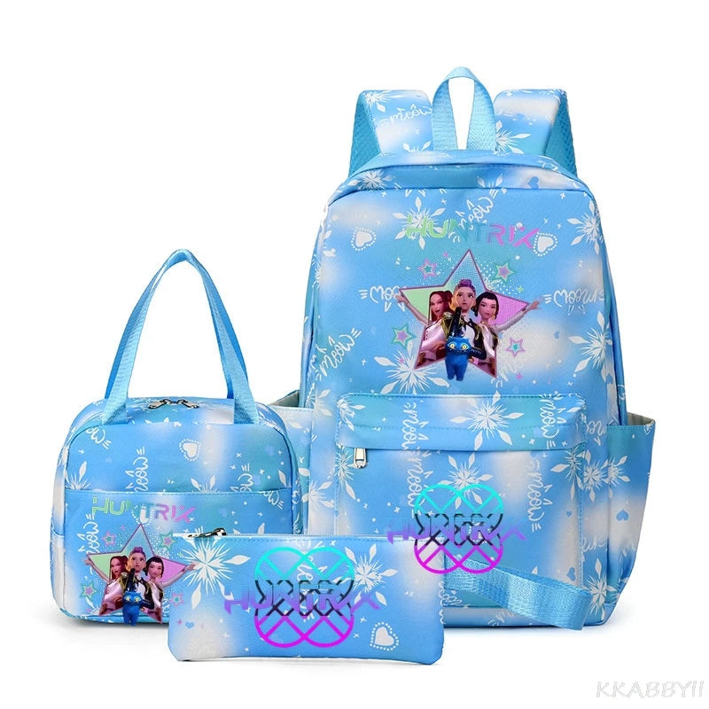 Mochila escolar KPop Demon Hunters, juego de 3 piezas, bolsa de almuerzo, estuche para lápices, regalo de regreso a la escuela para niñas, mochila de ocio, bolsas de viaje para adolescentes