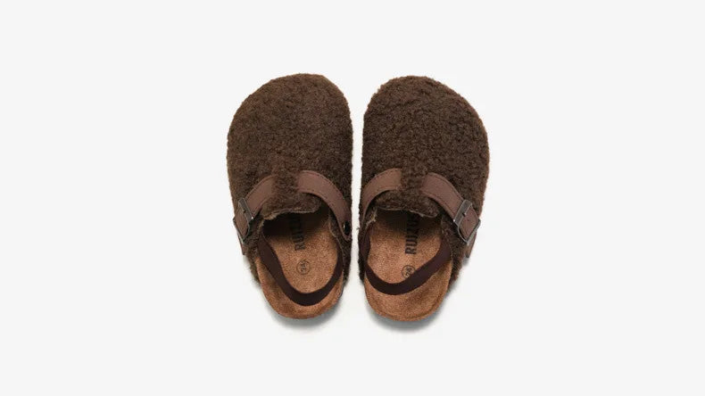 Sandalias de corcho para niños y niñas, zapatos de exterior de sandalias cálidas, calzado para preandador, otoño e invierno, novedad