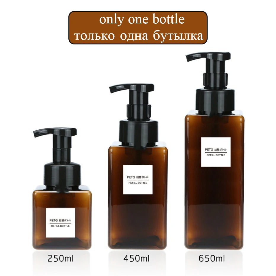 Dispensador de jabón espumoso vacío, desinfectante de manos para baño, champú, loción de lavado corporal, botella con bomba rellenable, contenedor de espuma