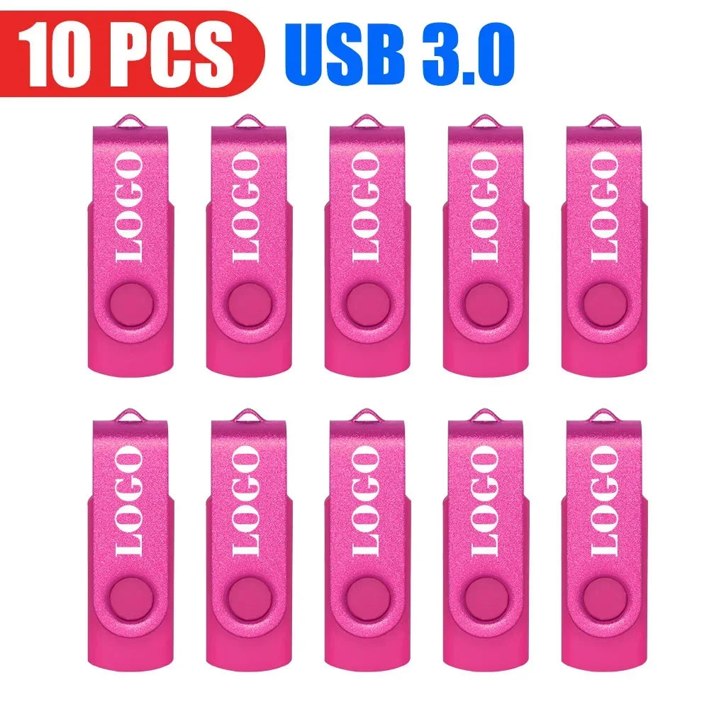 10/20/50 unids/lote unidad Flash USB 3,0 nueva unidad de bolígrafo giratoria 8GB16GB32GB64GB logotipo personalizado gratis memoria Stick regalo de negocios creativo