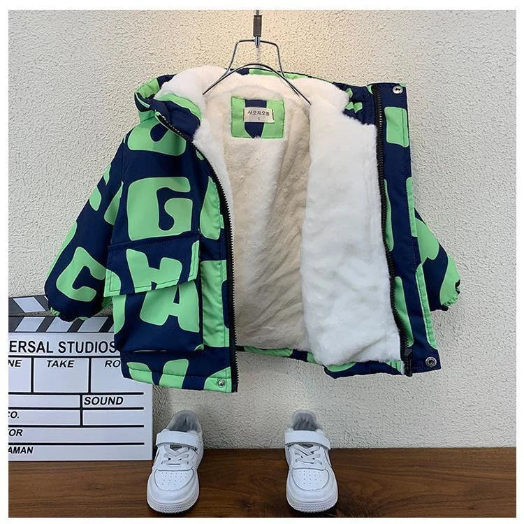 Abrigo para niños, chaqueta, prendas de vestir, Tops de algodón, moda 2023, grueso, además de terciopelo, abrigo de talla grande para invierno y otoño, ropa para niños