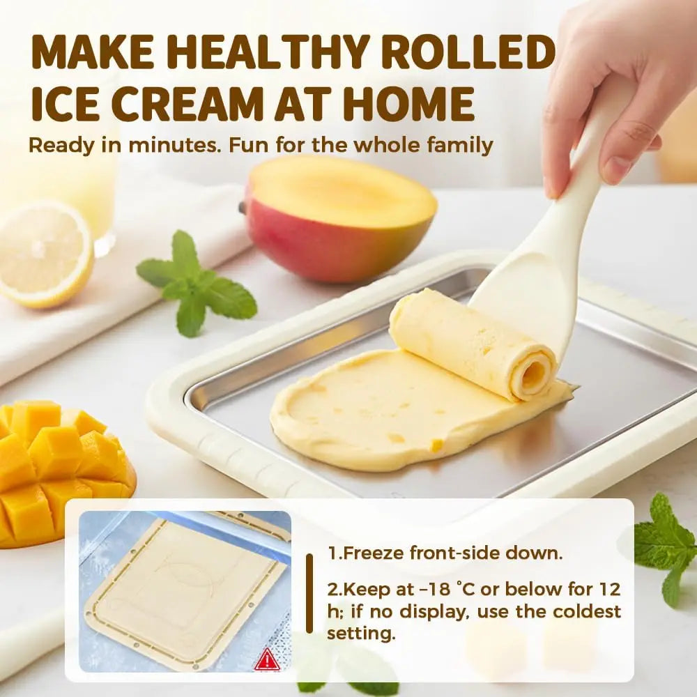 Máquina para hacer helados DIY, máquina para hacer yogur, helado casero para sorbete de crema para niños, máquina para hacer helados enrollados para el hogar con 2 espátulas