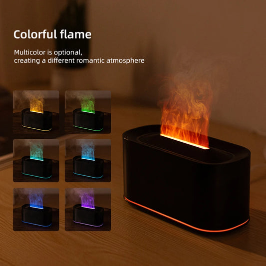 Difusor de Aceites Esenciales, Humidificador con Llama de Vapor de Agua de Colores para Aromaterapia, Máquina de Aromaterapia para Habitaciones, Difusor con Efecto de Llama