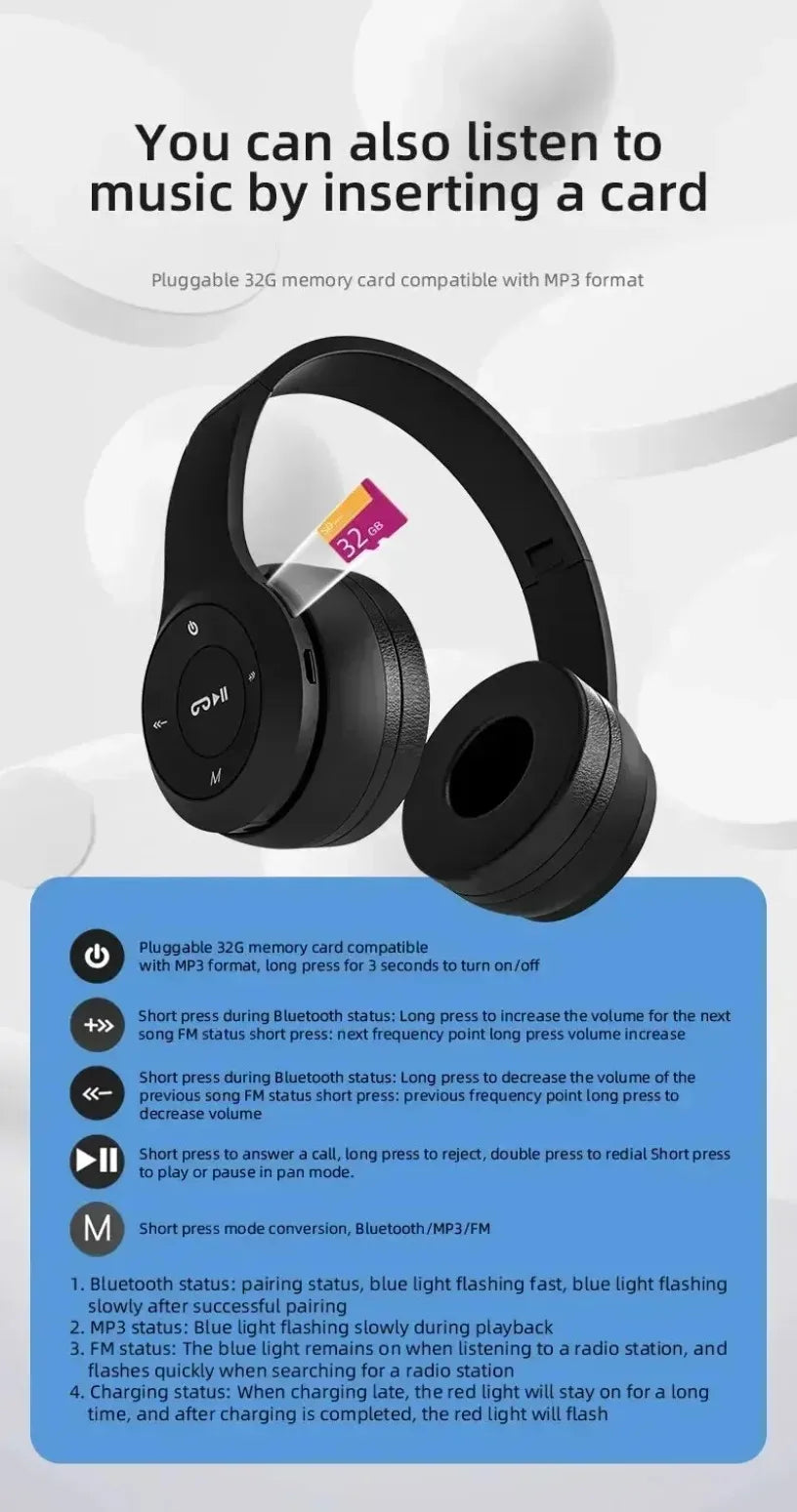 Auriculares Bluetooth Inalámbricos Plegables