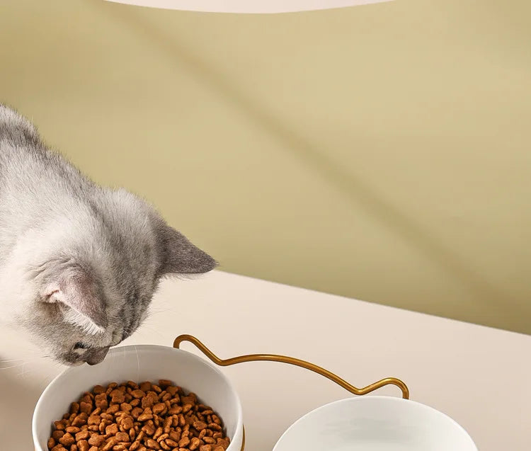 1-3 uds protección Cervical creativa suministros para mascotas tazón doble de cerámica para gatos tazón de cerámica para gatos tazón de comida tazón de comida para perros agua potable tazón de comida