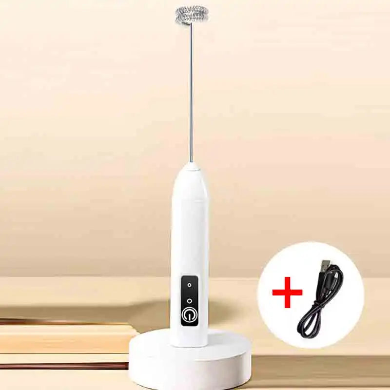 Batidora de Huevos Eléctrica Recargable GBBMA con Soporte, 3 Velocidades Ajustables, Batidora de Mano, Mezclador de Bebidas, Espumador de Leche para Café