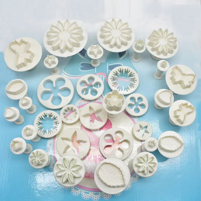 33 unids/set cortadores de émbolo cortador de Fondant pastel galleta molde DIY herramientas de decoración 3D suministros para hornear molde de galletas