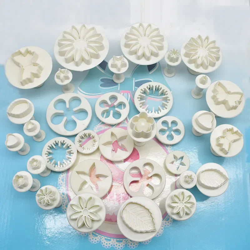 33 unids/set cortadores de émbolo cortador de Fondant pastel galleta molde DIY herramientas de decoración 3D suministros para hornear molde de galletas