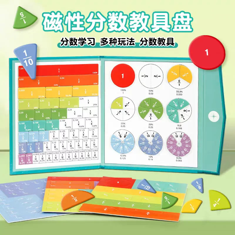 Rompecabezas Magnéticos de Fracciones para el Dominio de la Matemática, Aprendizaje Montessori con Divertidos Auxiliares de Enseñanza Aritmética, Material Educativo Cognitivo