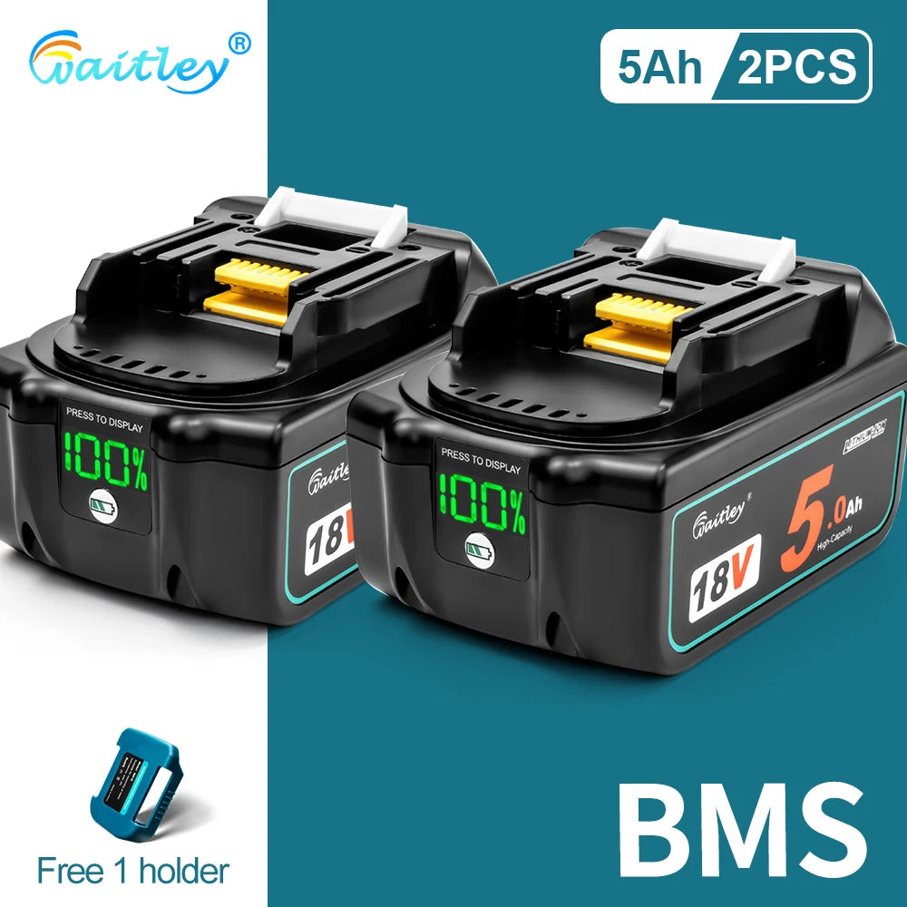 Waitley-batería recargable de iones de litio para herramientas eléctricas Makita, 18 V, 6.0Ah, BL1860b, BL1860, BL1830b, BL1850b, BL1840, 6Ah