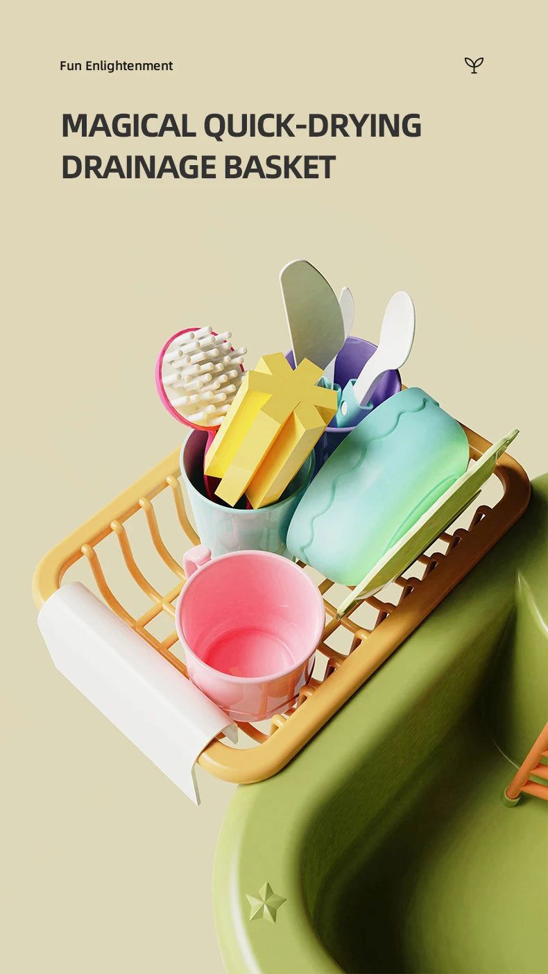Juguetes de Cocina Eléctrica para Niños y Niñas, Grifo Simulado, Lavavajillas, Juego de Imitación de Cocina, Comida, Verduras, Juego de Roles, Regalos para Niños
