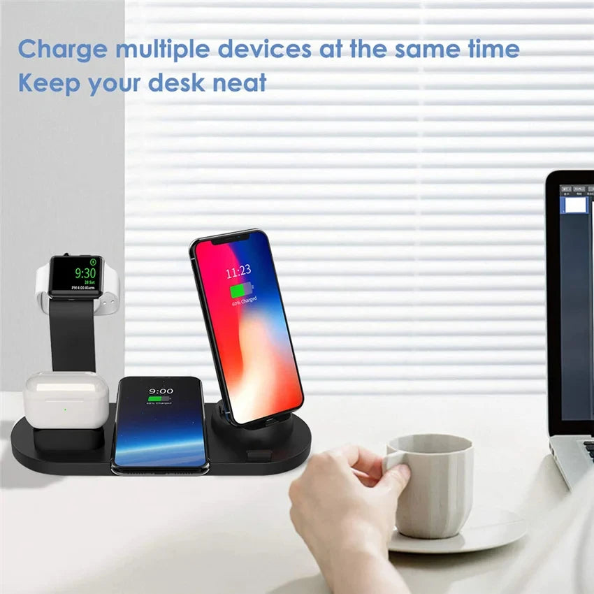 Estación de carga inalámbrica universal para iPhone17 16, 15, 14, 13, 12, 11 Pro Max/Pro/Mini/Plus y para AirPods Pro 2 - Carga rápida