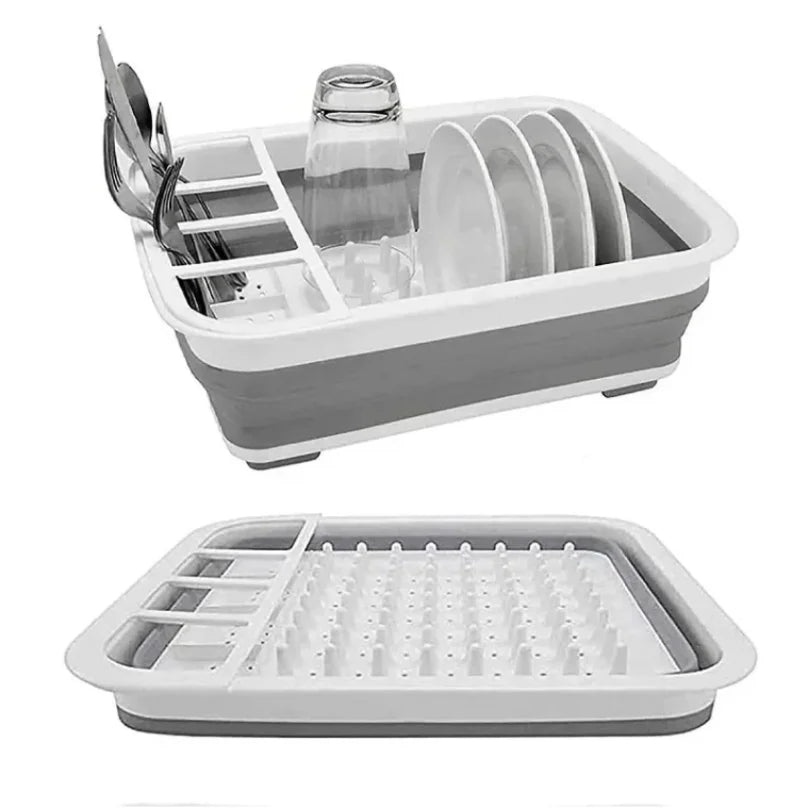 Nuevo Estante plegable para platos de cocina, almacenamiento con fugas de agua, vajilla, cuenco, escurridor, bandeja, estante de secado para el hogar, plástico lavable