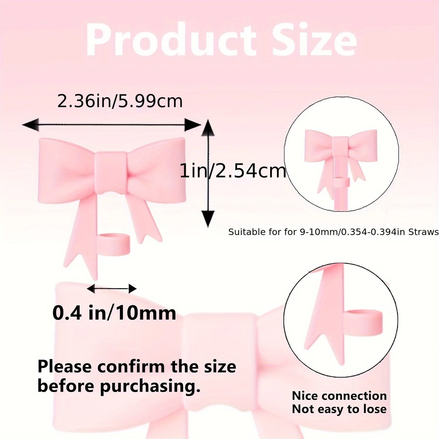 Juego de 3 Cubiertas de Silicona para Vasos con Diseño de Lazo y Cadena de Mariposa Rosa, Accesorios para Vasos de 30/40 oz ﻿