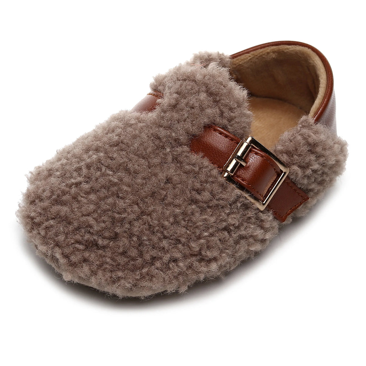 Zapatos para bebé recién nacido, calzado suave y cómodo para caminar, antideslizante para interiores, felpa cálida y gruesa para primeros pasos