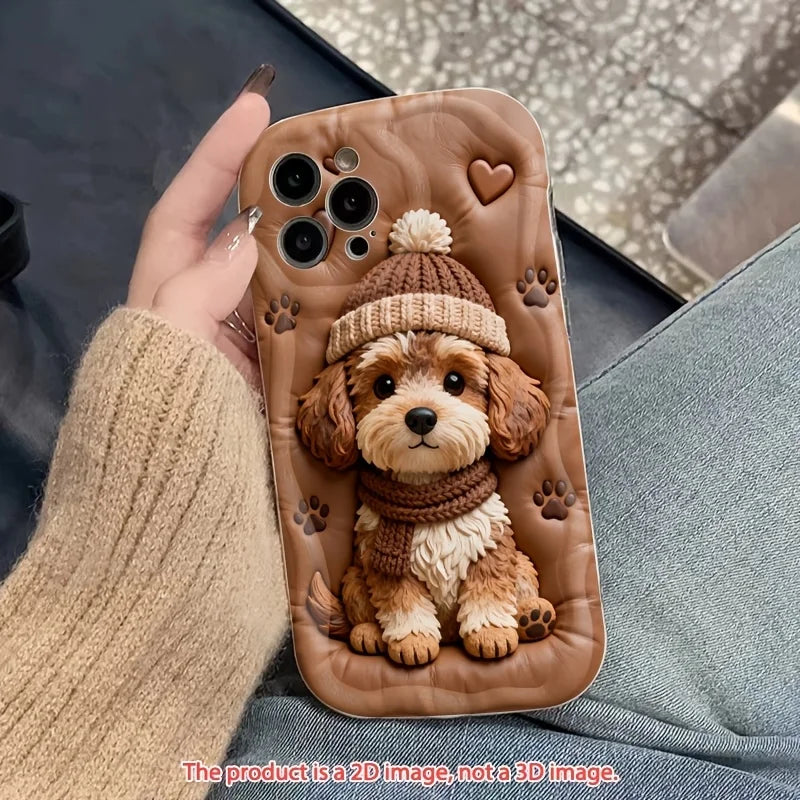 Funda de teléfono con diseño de perro marrón para iPhone 17 16 15 14 11 12 13 Pro Max Plus Mini 16/17E 17 Air, a prueba de golpes, de silicona suave.