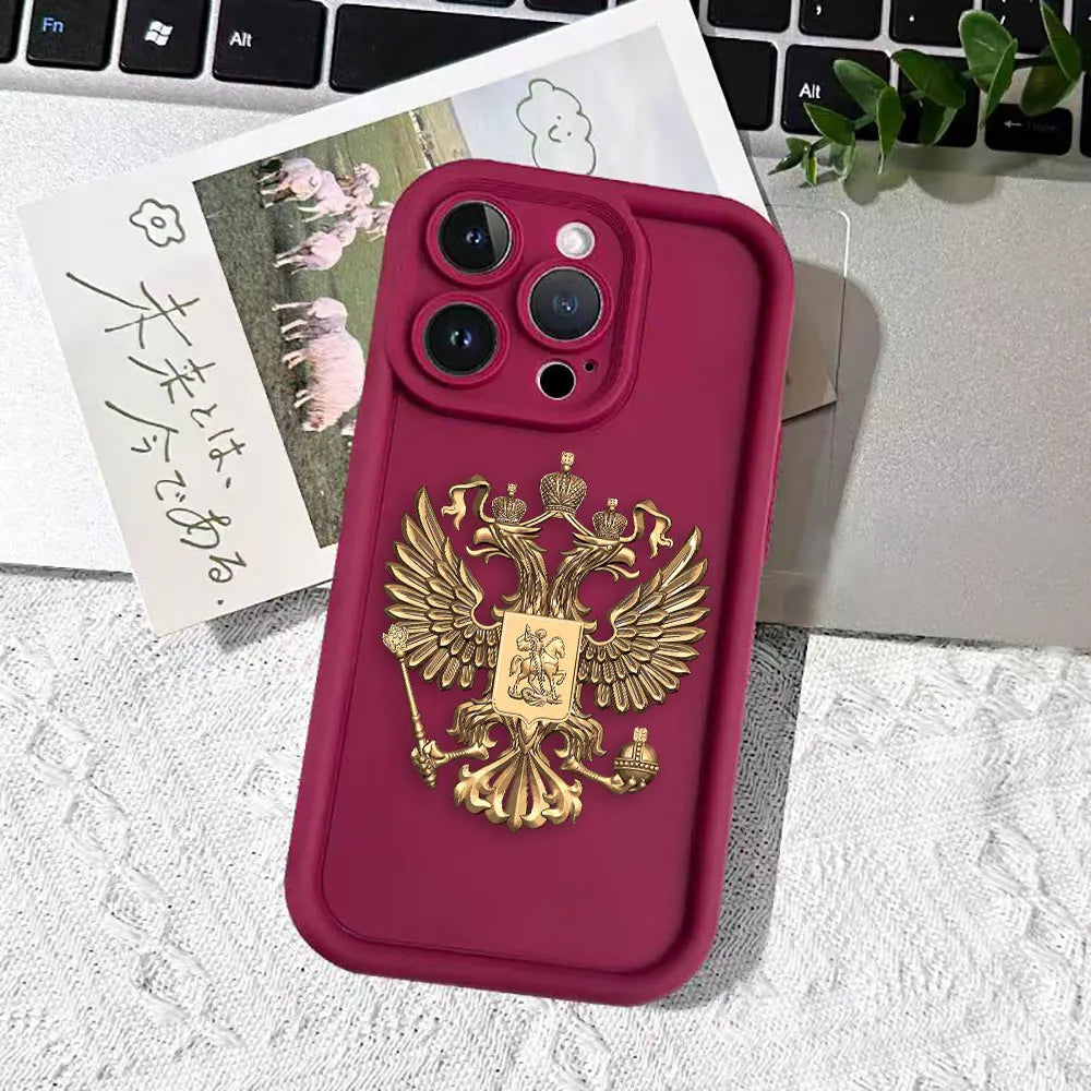 Funda de teléfono con emblema de banderas rusas para iPhone 15 14 13 12 11 Pro XS Max X XR SE 7 8 6 6S Plus Funda de silicona suave Funda Coque