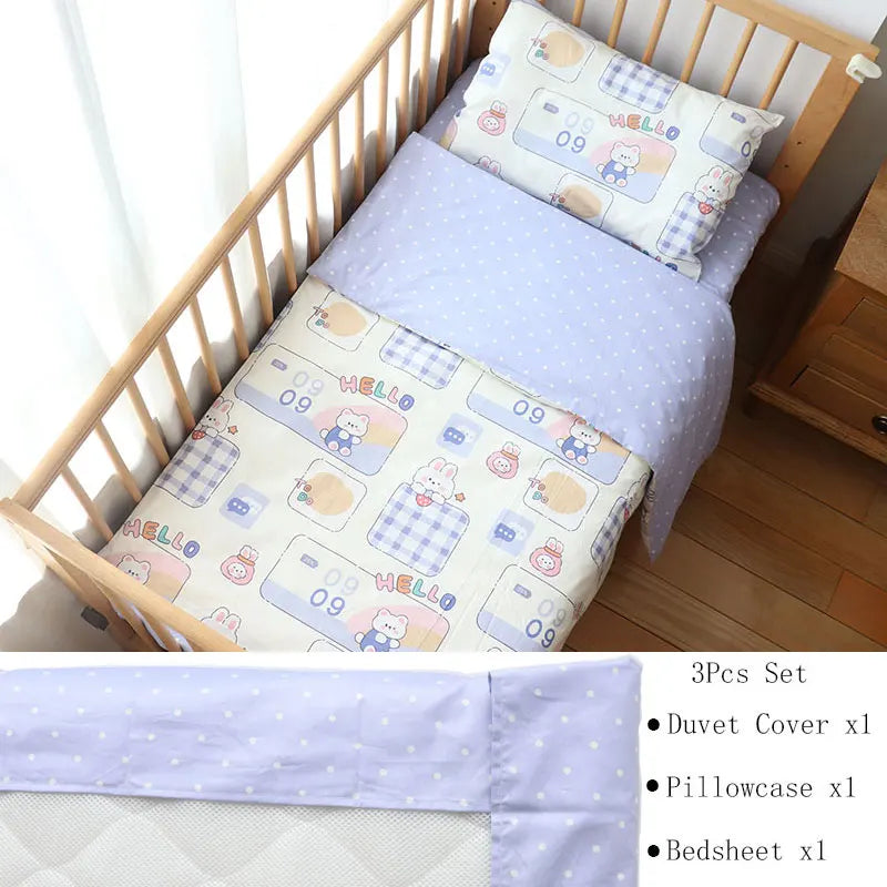 Juego de cama para cuna de bebé, ropa de cama de algodón, kit de cuna para niño y niña, incluye funda de almohada, funda nórdica, decoración para habitación de niños, 3 uds.