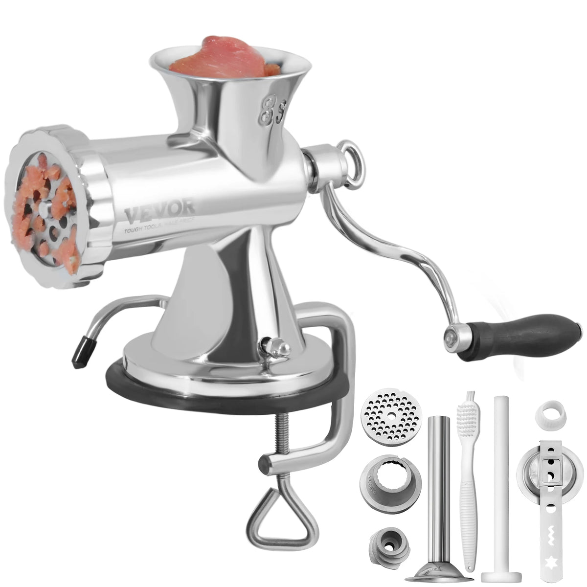 SucceBuy-picadora de carne Manual de acero inoxidable 304, picadora de carne Manual con ventosa y abrazadera de mesa de acero, picadora de carne, fabricante de salchichas