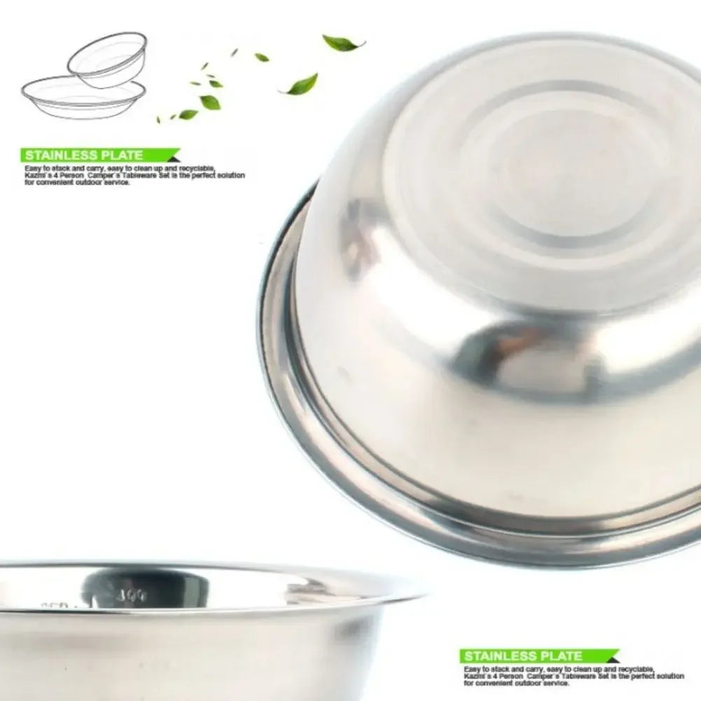 Cuencos de mezcla de acero inoxidable, cuencos de almacenamiento de anidación de cocina portátiles para el hogar, accesorios de Camping al aire libre