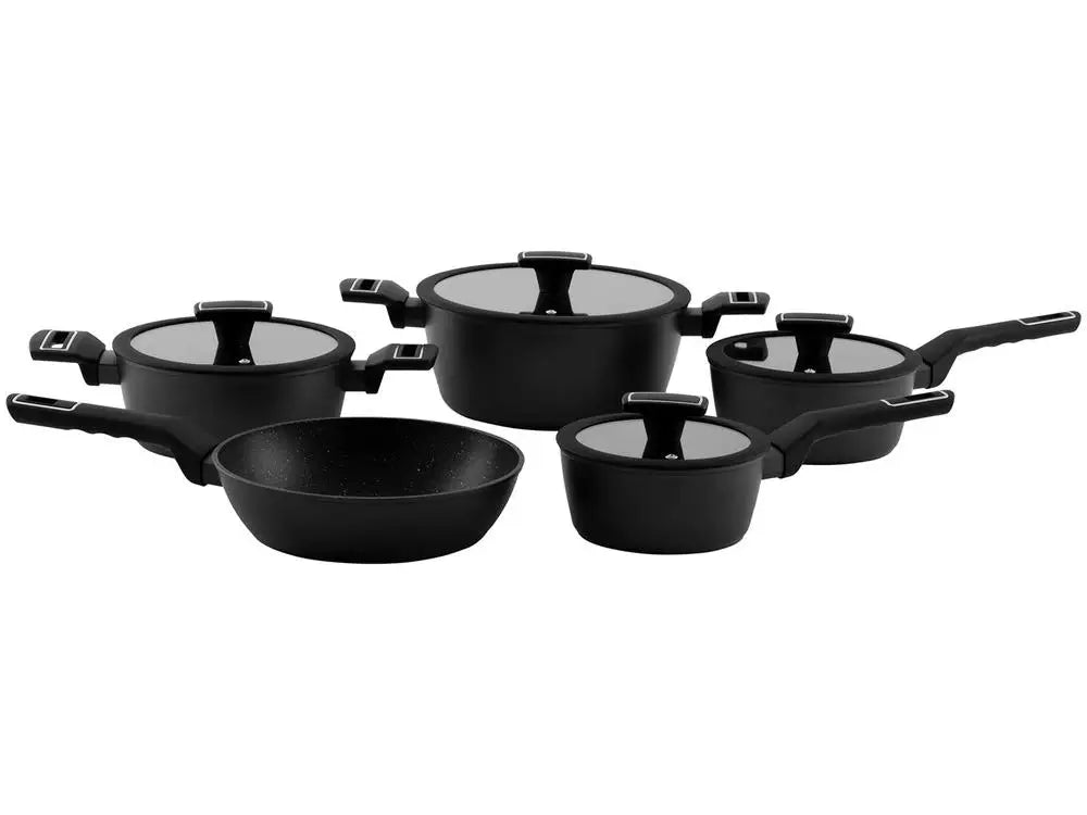 Juego de Utensilios de Cocina Brinox Carbon Ceramic Life de 5 Piezas en Aluminio Negro con Revestimiento Cerámico