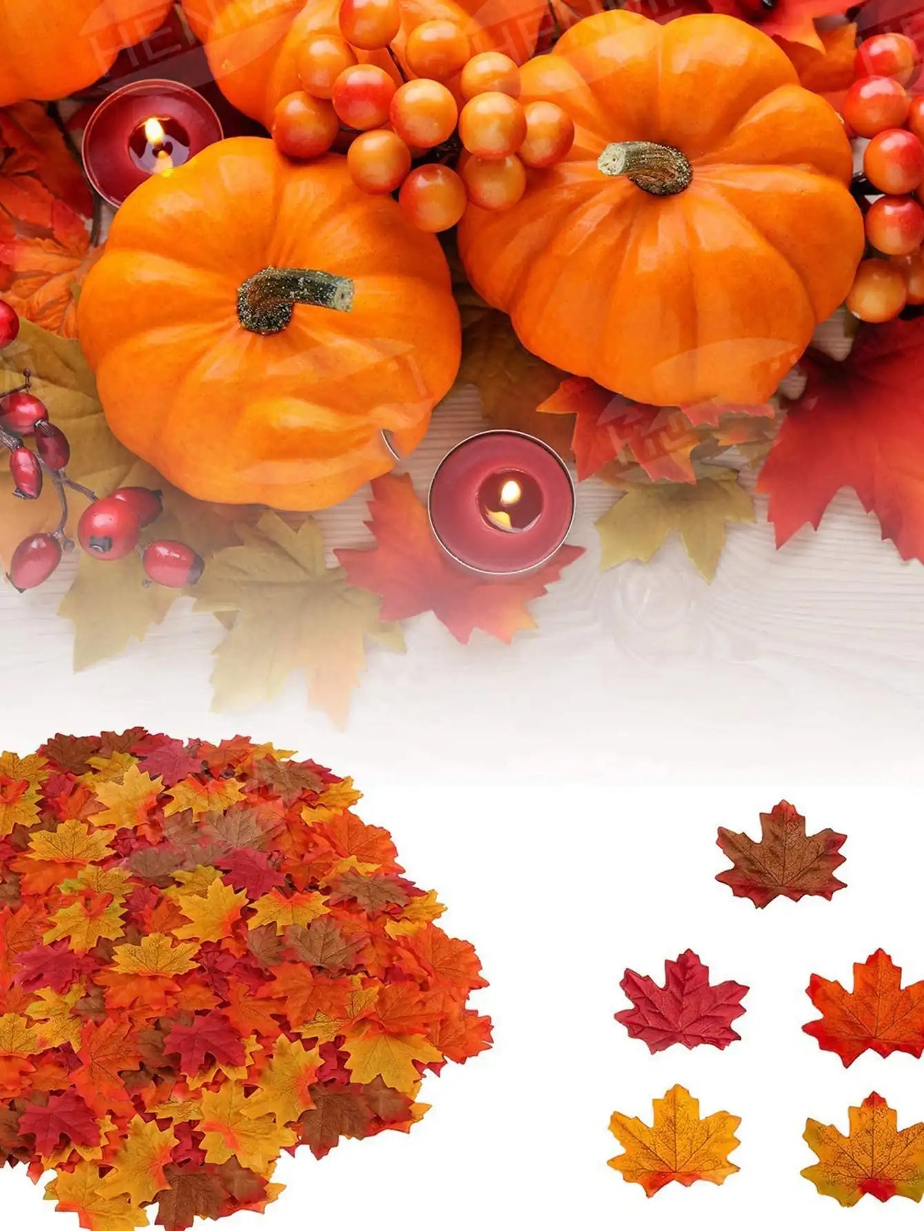 50/100 Uds plantas artificiales flores seda hoja de arce Halloween Festival fiesta decoración hogar habitación florero mesa patio boda álbum de recortes
