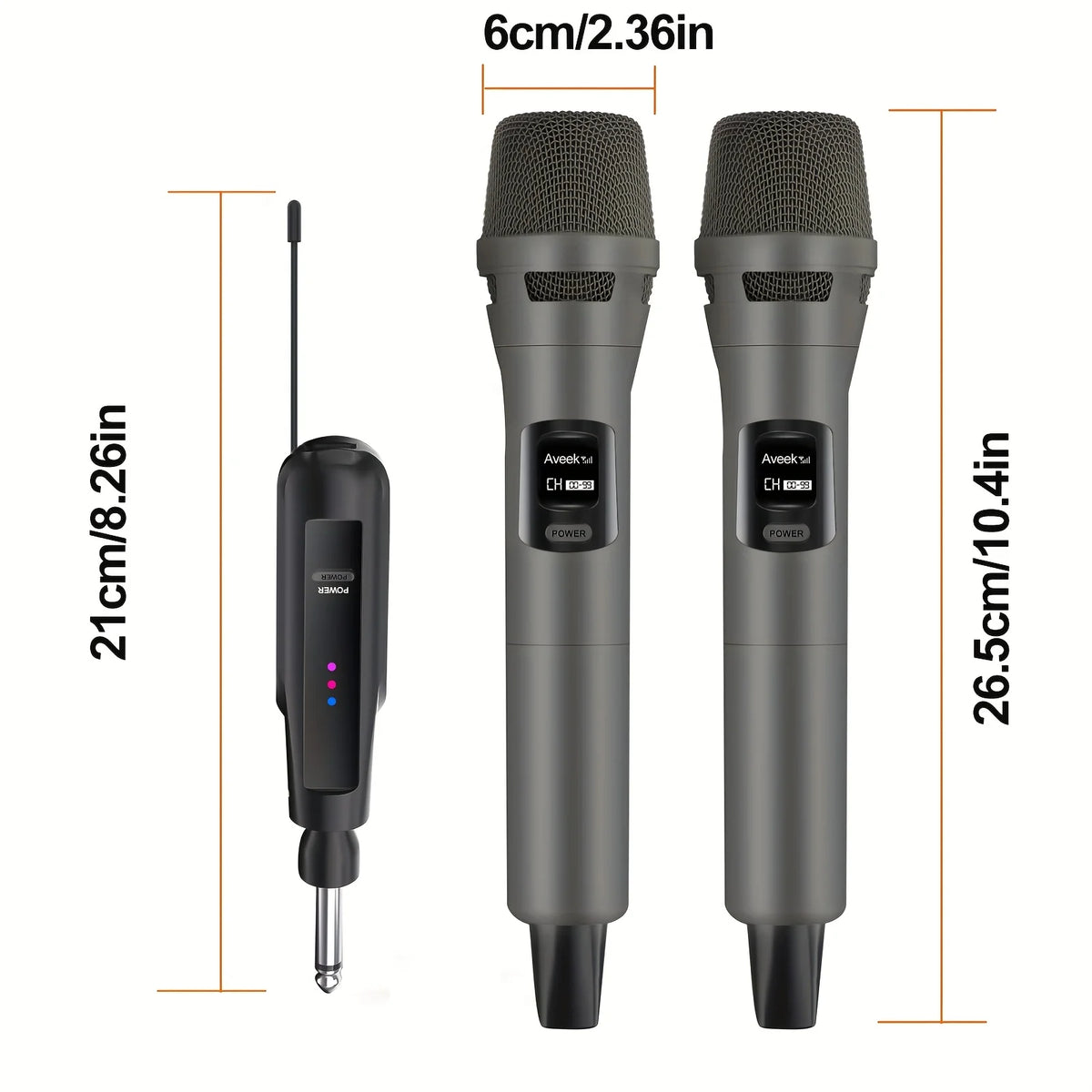 Sistema con micrófono inalámbrico de 2,4 GHz con alcance de 100 pies - 2 micrófonos recargables para Karaoke, fiesta, boda |   Plug & Play, Crystal Clea