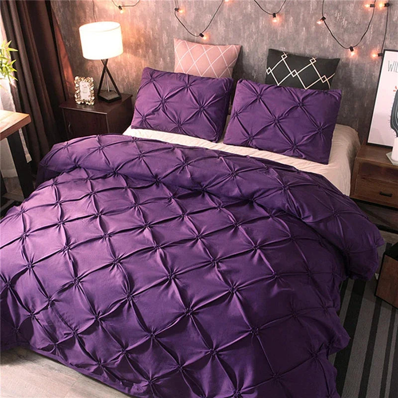 Juego de funda nórdica negra con pliegues pellizcos, ropa de cama de poliéster tamaño King, juegos de cama de lujo para uso doméstico y hotel (sin relleno ni sábana), 2/3 Uds.