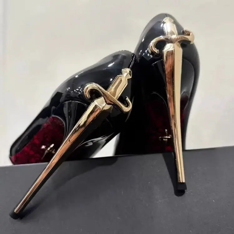 Nuevos Zapatos de Tacón Alto para Mujer 2026, Tacones Finos, Punta Metálica, Estilo Sexy, Charol Negro, Zapatos de Una Sola Pieza