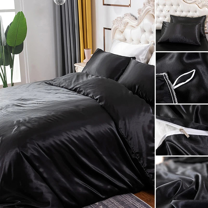 Juego de funda nórdica de cama, funda de edredón con textura suave y sedosa con bridas de esquina y cierre de cremallera, funda de almohada tipo sobre