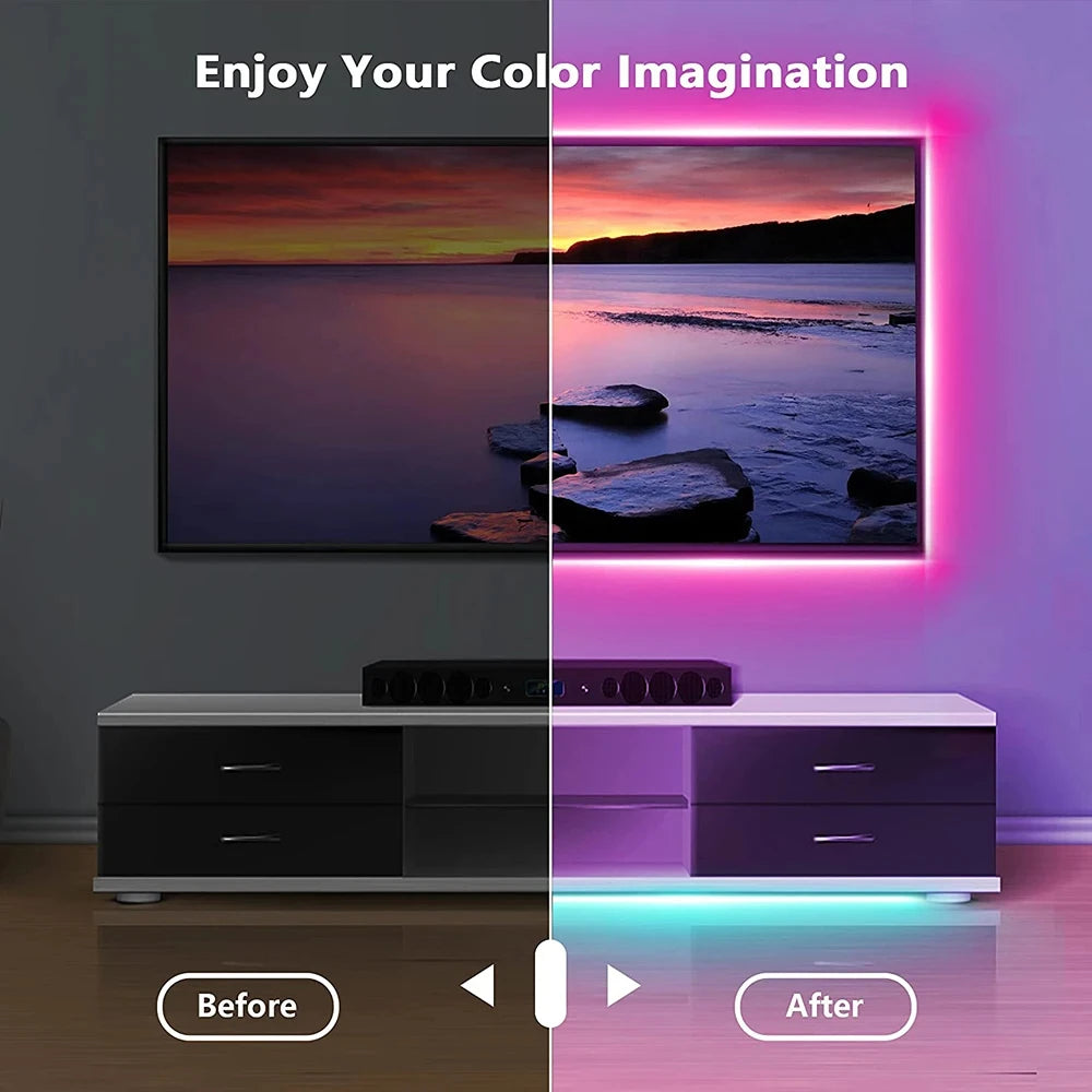 Tira de luces LED con Bluetooth, SMD inteligente 5050, aplicación remota, Control, cinta Flexible, lámpara de diodo, retroiluminación de TV, sala de juegos, decoración del hogar