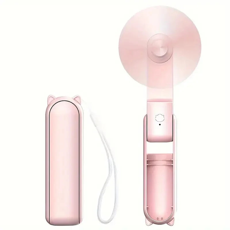 Mini ventilador portátil, recargable por USB, ventilador de mano plegable ajustable de 3 velocidades, adecuado para mujeres, viajes, uso al aire libre