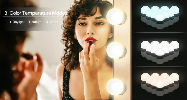 10 bombillas LED desmontables, lámpara para espejo de maquillaje profesional, alimentación USB, luz para espejo cosmético, tocador de Hollywood, luces de tocador
