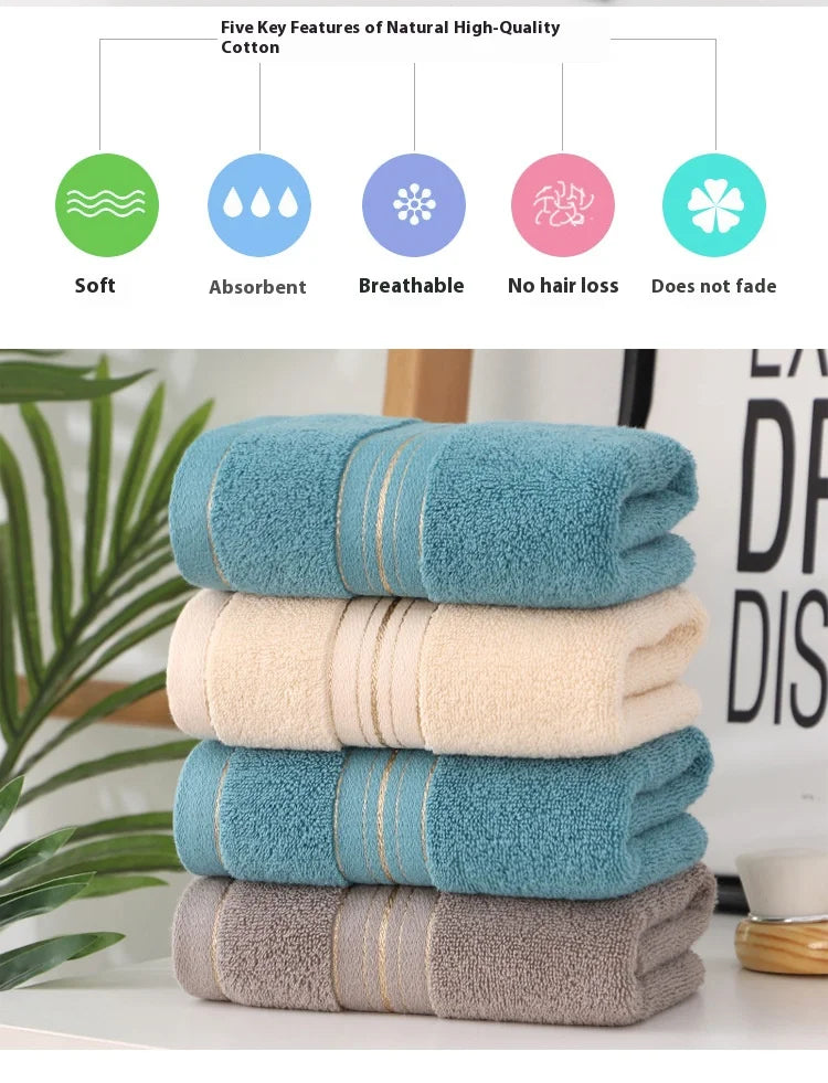 Toalla facial totalmente de algodón Clase A, Jacquard absorbente grueso, poliéster, algodón, agradable para la piel, Toalla de baño de algodón puro, toalla para adultos