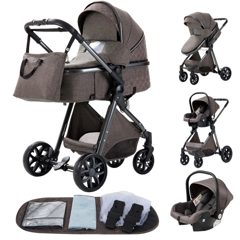 Sistema de viaje 3 en 1 para bebés, cochecito ligero para recién nacidos, plegable compacto, cochecito de invierno, cochecito para bebés, todoterreno
