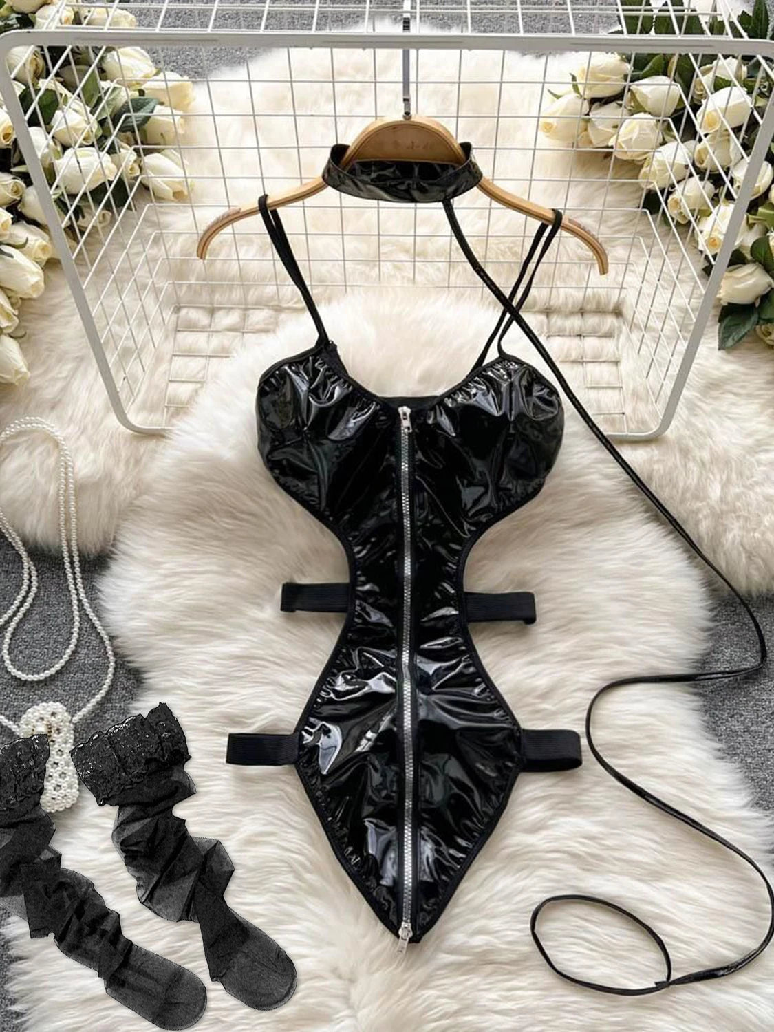 Ropa de dormir para fiesta de San Valentín, Catsuits combinados, peleles de tiras de malla eróticos íntimos ajustados, monos de mujer, lencería, conjuntos sexys