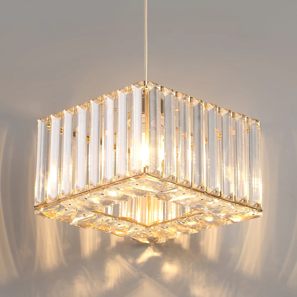Lámpara colgante de cristal moderna, lámpara de techo Led de lujo, accesorios de decoración para el hogar, Isla de cocina, Lustre colgante ajustable