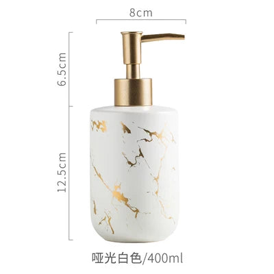 Juego de accesorios de baño de cerámica de mármol negro, dispensador de jabón/soporte para cepillos de dientes, bandeja, suministros para el hogar