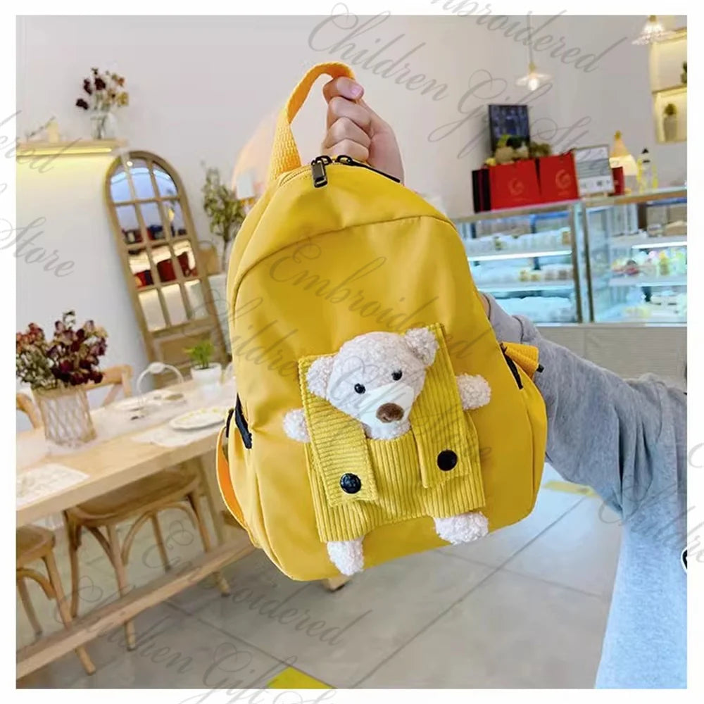 Mochila con nombre personalizado para niños, mochila bordada con dibujos animados para bebé, bolsa de libros para jardín de infantes, mochilas para salir, novedad