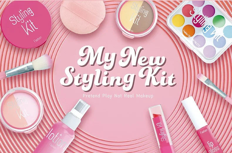 Set de Maquillaje de Juguete para Niñas: Manicura Falsa, Color de Labios, Sombra de Ojos, Cosméticos y Juguetes con Temática de Princesa (No se pueden lavar)