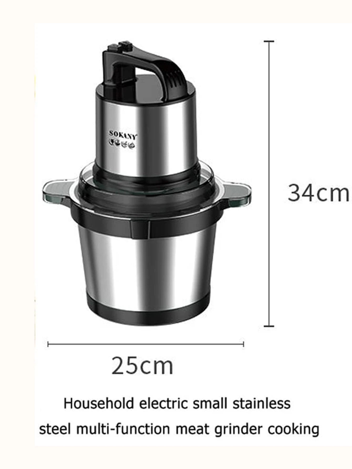 1pc electric kitchen knife with stainless steel bowl, 2 speed meat grinder with 4 blades for meat and onions.