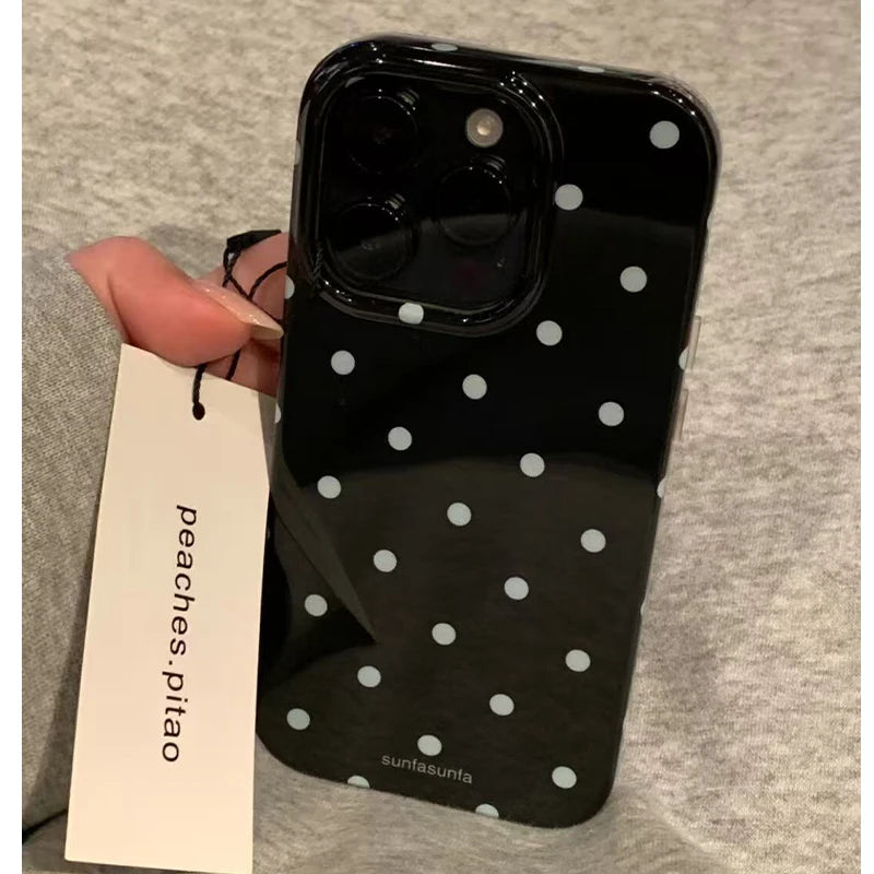 Funda de teléfono minimalista de lunares blanco y negro para iPhone 17 Air 16 Pro Max 15 14 Plus 13 12 Mini 11, funda trasera de silicona a prueba de golpes