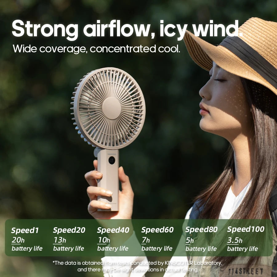 Nuevo Ventilador Portátil Plegable de Mano, Ventilador Recargable de Escritorio de 3600 mAh, 100 Velocidades, Ángulo de Viento Ajustable, para el Hogar, Viajes al Aire Libre