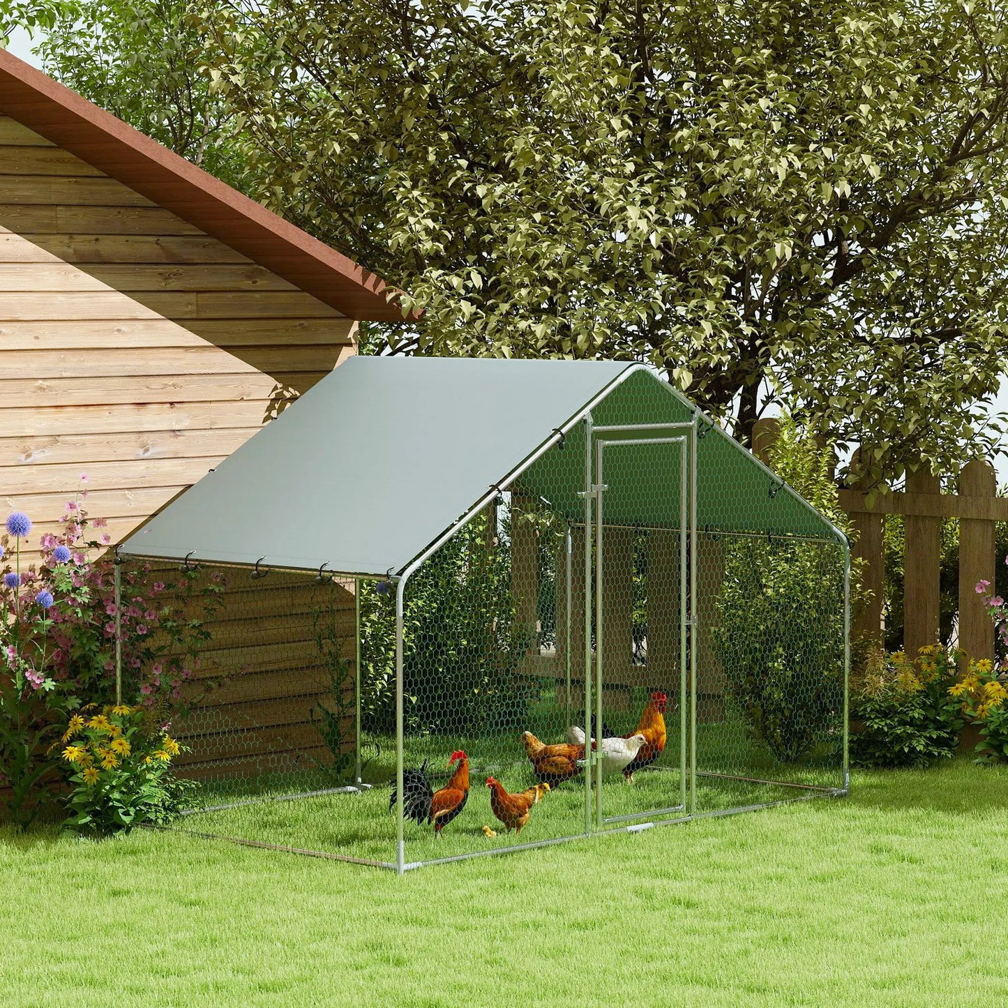 PawHut Gallinero para Exterior con Cubierta Anti-UV e Impermeable