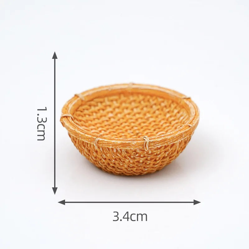 Cesta de Mimbre en Miniatura para Casa de Muñecas 1/12, Modelo de Cesta de Pan y Frutas, Accesorios para Escena de Cocina, Regalo para Niños