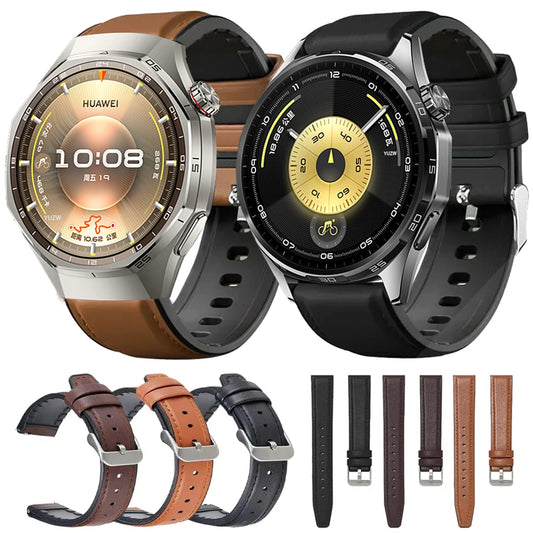 Correa de repuesto de 22mm para Huawei Watch GT6 6Pro GT5 GT 4 3 2 46mm Watch 5 4 Pro Smartwatch pulsera de silicona de cuero