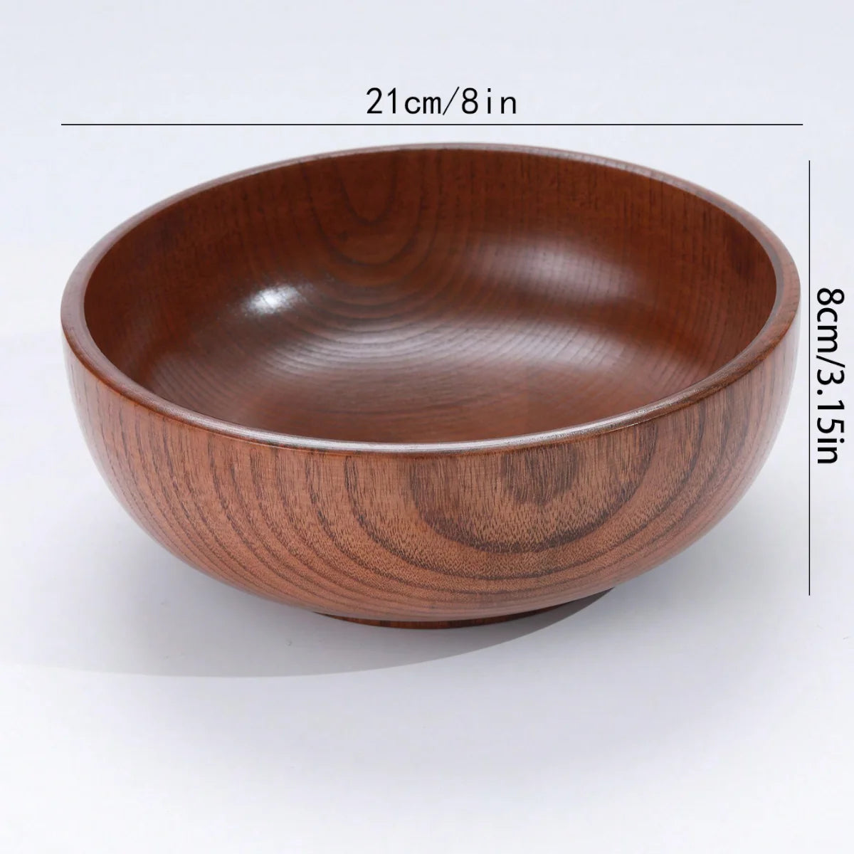 Tazón apilable de madera maciza, disponible en tamaños grande y pequeño, tazón de madera para el hogar para ensalada, arroz, sopa y fideos, 1 unidad