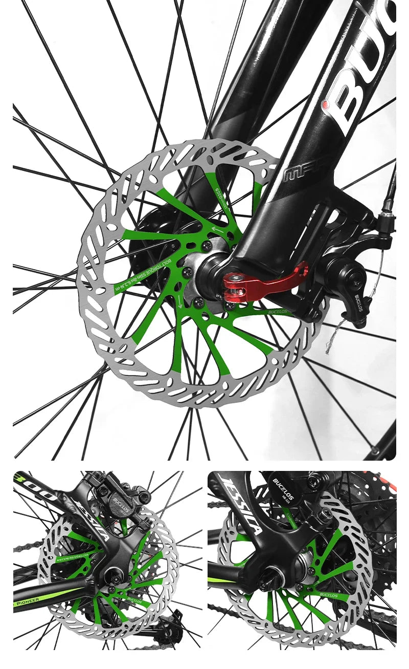 BUCKLOS-Rotor de freno de disco hidráulico ultraligero para bicicleta de montaña, disco de freno de bicicleta de carreras de carretera de montaña de 160/180/203mm con 6 pernos gratis